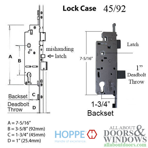 Hoppe 3-point Multipoint Lock, Door Heights 76.61