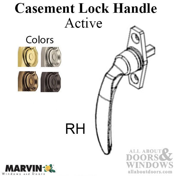 Marvin Push out Casement Lock Handle, Right Hand Active - Choose Color - Marvin Push out Casement Lock Handle, Right Hand Active - Choose Color