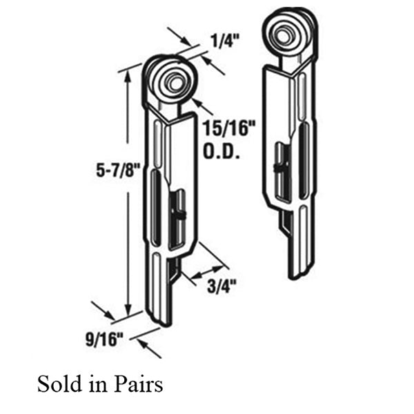 Closet Panel Door Roller Pair Top Hung 15/16 Inch Wheel - Closet Panel Door Roller Pair Top Hung 15/16 Inch Wheel