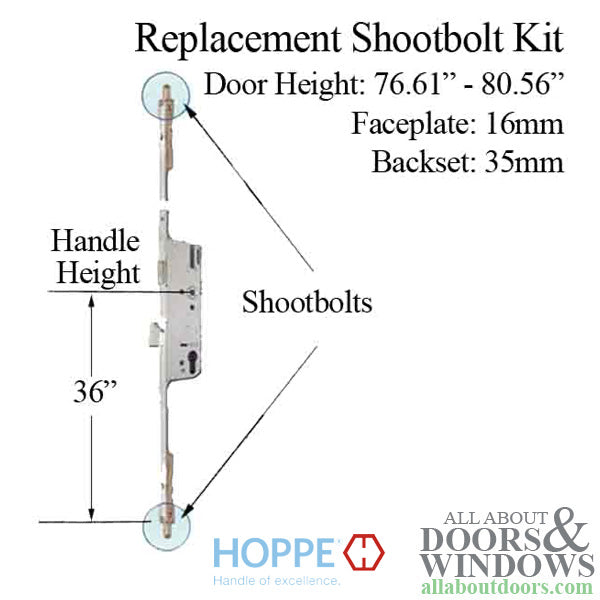 Hoppe 3-point Multipoint Lock, Door Heights 76.61