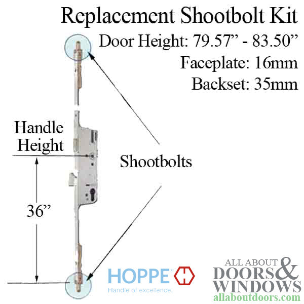 Hoppe 3-point Multipoint Lock, Door Heights 79.57 - 83.50