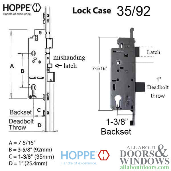 Hoppe 3-point Multipoint Lock, Door Heights 79.57 - 83.50