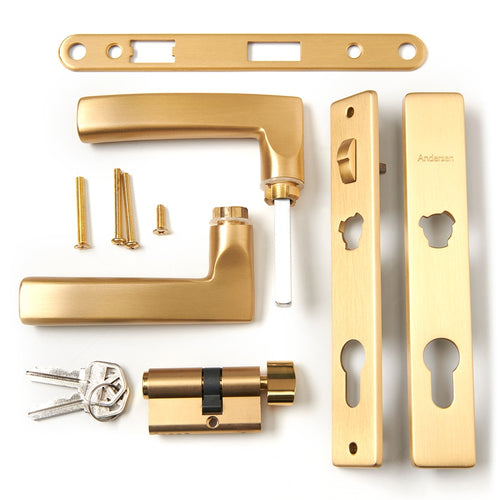 Andersen / Emco Modern Storm Door Handle Set-Trim Brushed French Gold - Andersen / Emco Modern Storm Door Handle Set-Trim Brushed French Gold