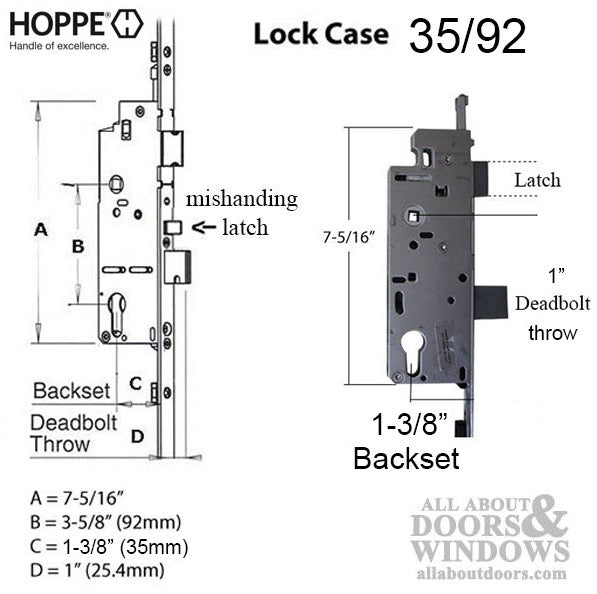Hoppe 3-point Multipoint Lock, Door Heights 82.52