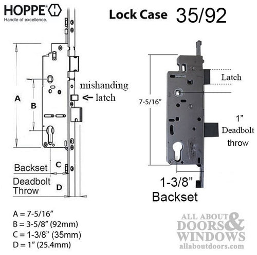 Hoppe 3-point Multipoint Lock, Door Heights 82.52