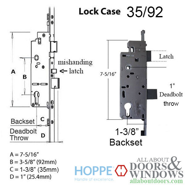 Hoppe 3-point Multipoint Lock, Door Heights 85.47