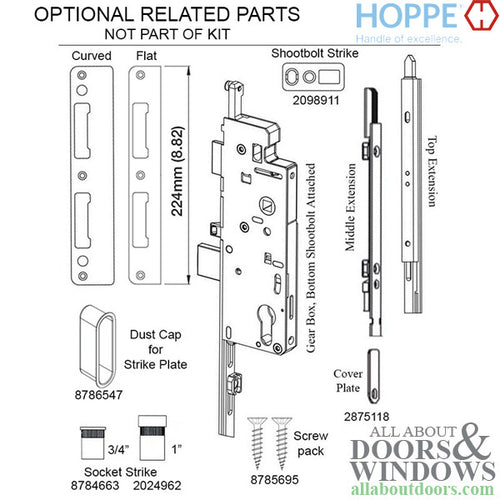 Hoppe 3-point Multipoint Lock, Door Heights 85.47