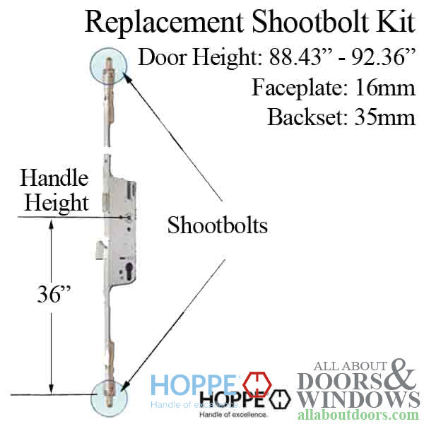 Hoppe 3-point Multipoint Lock, Door Heights 88.43 - 92.36
