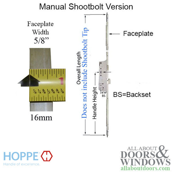 Hoppe 3-point Multipoint Lock, Door Heights 88.43 - 92.36