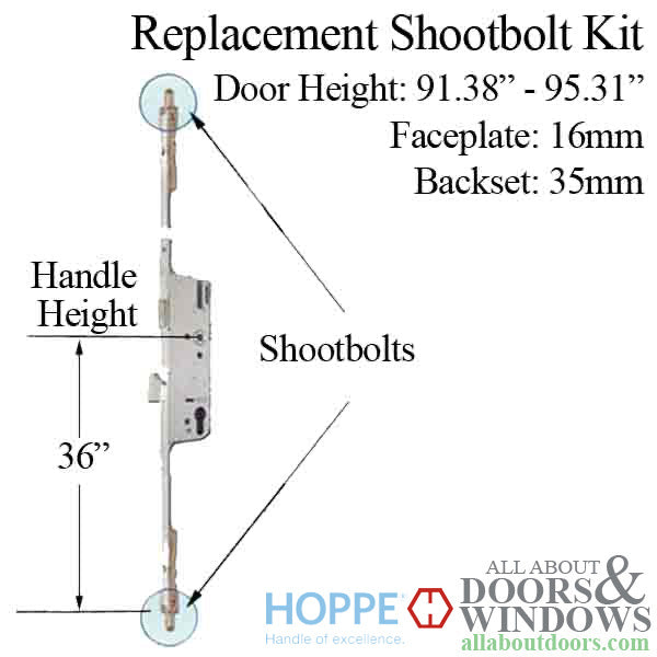 Hoppe 3-point Multipoint Lock, Door Heights 91.38