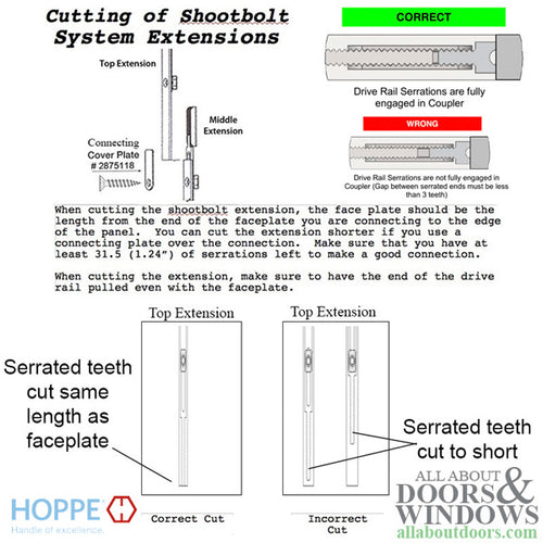 Hoppe 3-point Multipoint Lock, Door Heights 91.38