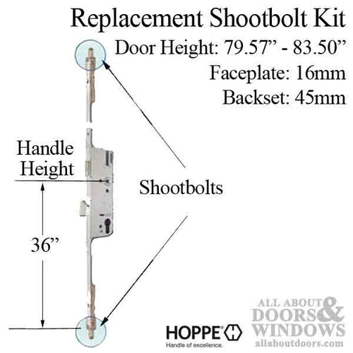 Hoppe 3-point Multipoint Lock, Door Heights 79.57