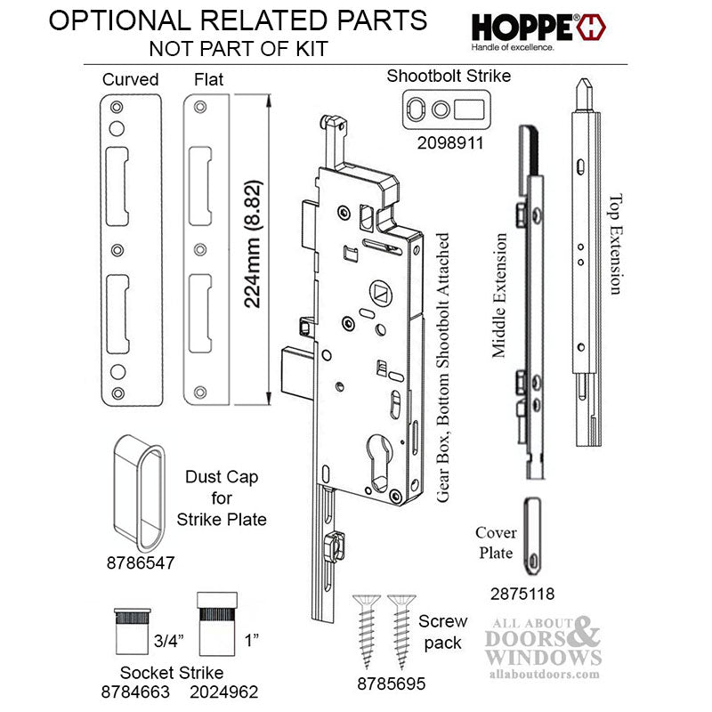 Hoppe 3-point Multipoint Lock, Door Heights 79.57