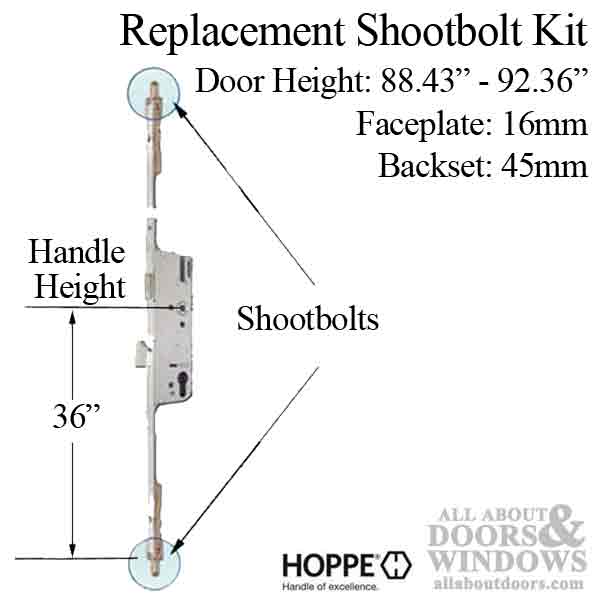 Hoppe 3-point Multipoint Lock, Door Heights 88.43