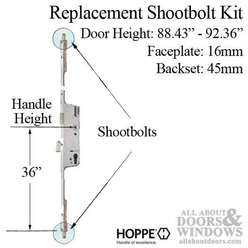 Hoppe 3-point Multipoint Lock, Door Heights 88.43