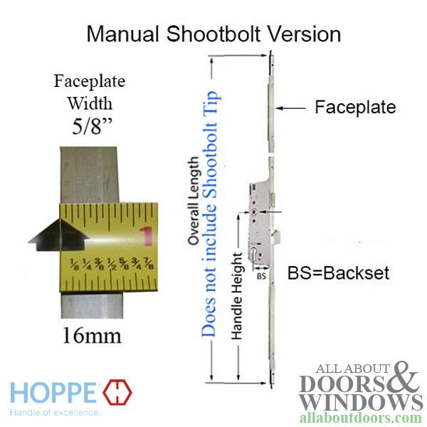 Hoppe 3-point Multipoint Lock, Door Heights 91.38