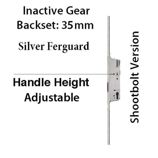 Inactive 35/92 Europa  Multipoint Lock for Passive Doors - Silver Ferguard