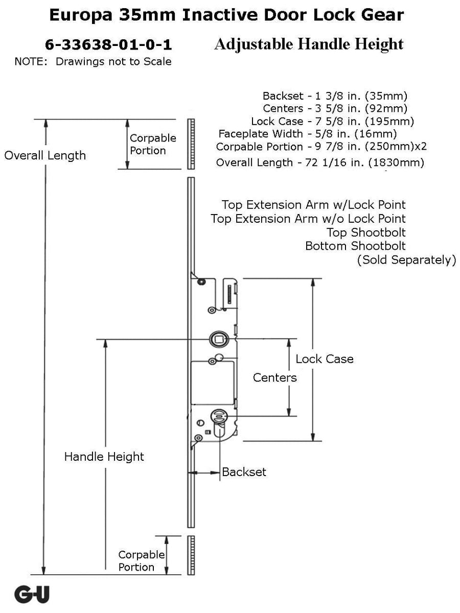 Inactive 35/92 Europa  Multipoint Lock for Passive Doors - Silver Ferguard - Inactive 35/92 Europa  Multipoint Lock for Passive Doors - Silver Ferguard