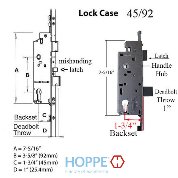 HOPPE Multipoint Lock Assembly, 1-3/4