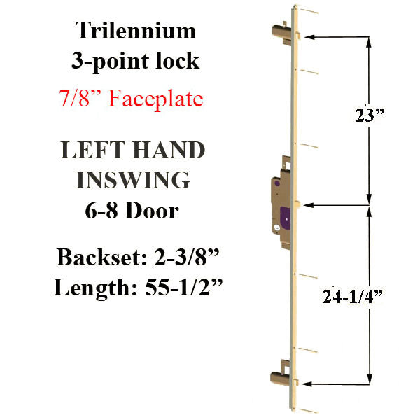 3070 Trilennium Multipoint Lock 6-8 Door Left - Choose Finish - 3070 Trilennium Multipoint Lock 6-8 Door Left - Choose Finish