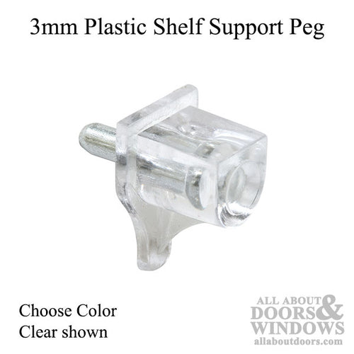 3mm Plastic  Shelf Support Peg - Choose Color - 3mm Plastic  Shelf Support Peg - Choose Color