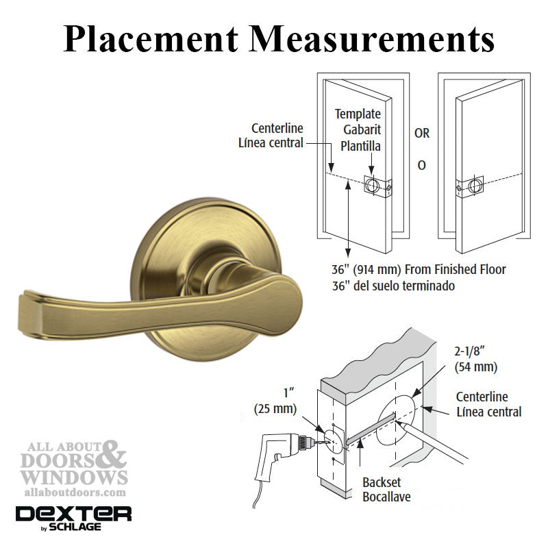 Dexter Privacy Lever LaSalle J40-605 Left Hand Privacy Lever Polished Brass - Dexter Privacy Lever LaSalle J40-605 Left Hand Privacy Lever Polished Brass