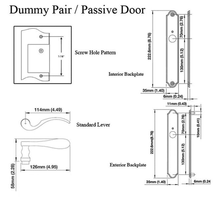 Munchen Dummy Handle Set M112PL/374N Fixed Pair Dark Bronze Metallic - Munchen Dummy Handle Set M112PL/374N Fixed Pair Dark Bronze Metallic