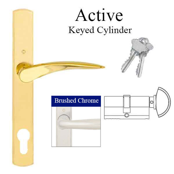 HOPPE Multipoint Handle Set with Rodos Lever Active Brushed Chrome - HOPPE Multipoint Handle Set with Rodos Lever Active Brushed Chrome