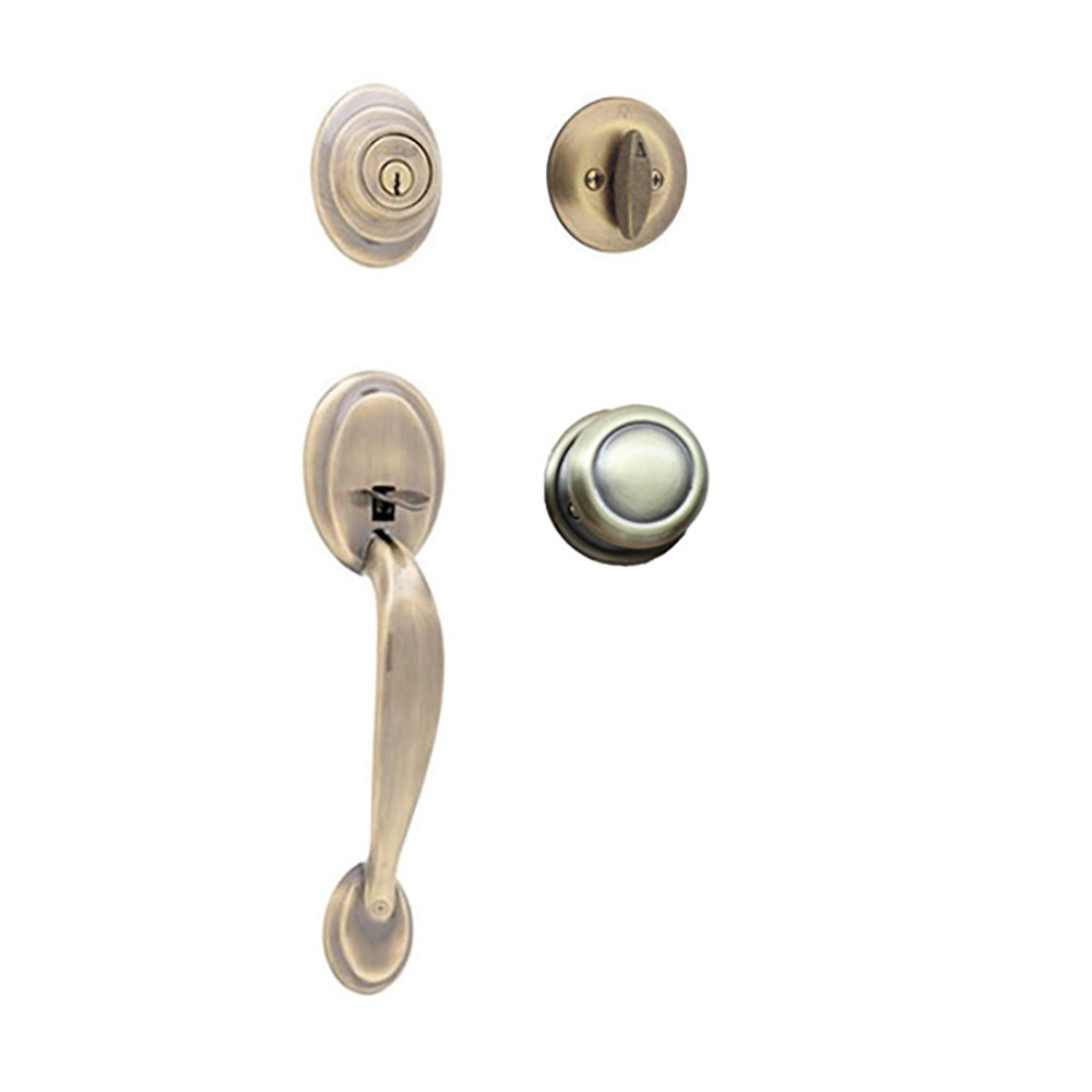Kwikset Dakota / Cortez Single Door Handleset, - Antique Brass - Kwikset Dakota / Cortez Single Door Handleset, - Antique Brass