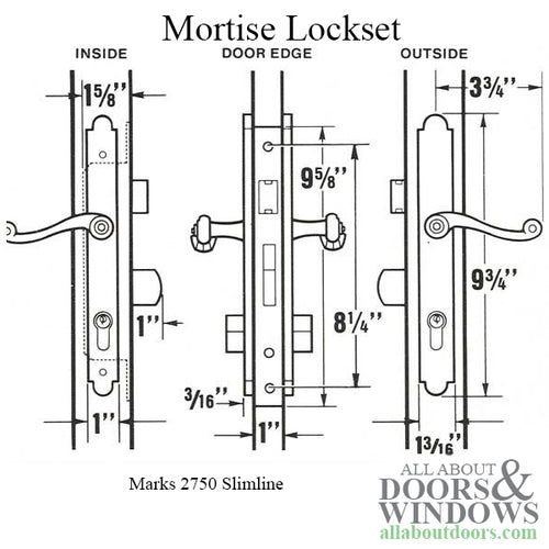 Marks Door Handle Set Marks 2750 Thinline Storm and Security Door Handle Set - Marks Door Handle Set Marks 2750 Thinline Storm and Security Door Handle Set