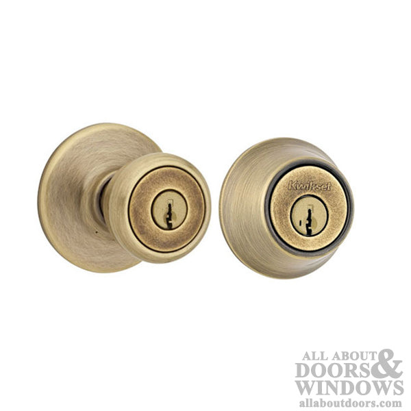 Combo Pack Kwikset Tylo US5 Entry & US5 660 Deadbolt  - Antique Brass - Combo Pack Kwikset Tylo US5 Entry & US5 660 Deadbolt  - Antique Brass
