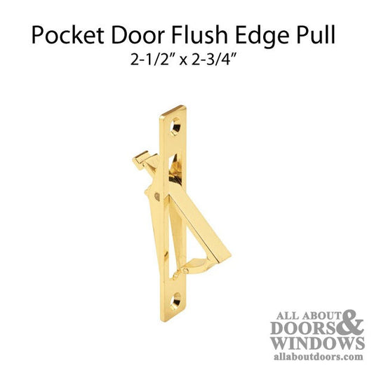 Pocket Door Flush Edge Pull - Brass Plated