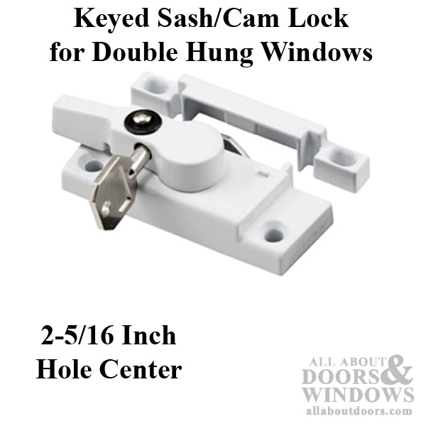 Sash/Cam Lock (Keyed) - Vinyl and Aluminum Sash Hardware, Diecast - White - Sash/Cam Lock (Keyed) - Vinyl and Aluminum Sash Hardware, Diecast - White