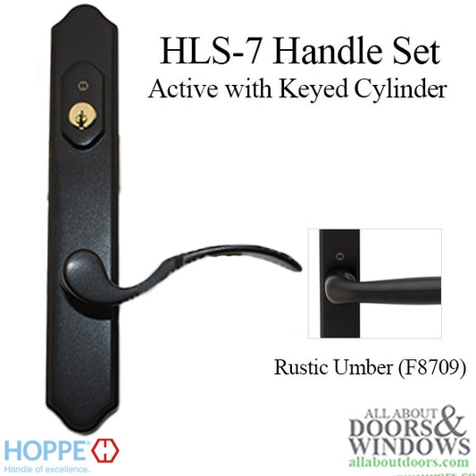 HOPPE HLS7 Handle Set with Munchen Lever Keyed Active Rustic Umber