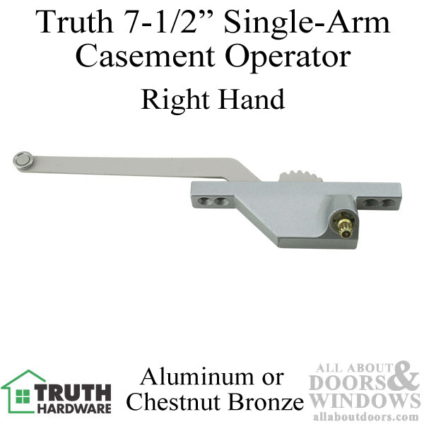 Truth 7-1/2 Single Arm Casement Operator, Front Mount, Right Hand - Choose Color - Truth 7-1/2 Single Arm Casement Operator, Front Mount, Right Hand - Choose Color