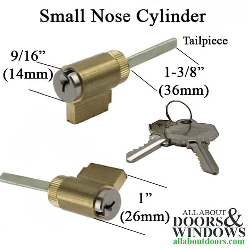 Keylock Cylinder with 2 Keys Small Nose 36mm Tailpiece for Entry Door Handlesets - Keylock Cylinder with 2 Keys Small Nose 36mm Tailpiece for Entry Door Handlesets