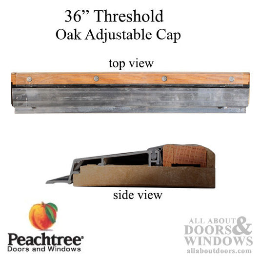 Avanti Threshold  36 , with adjustable oak cap, replacement sill - Aluminum