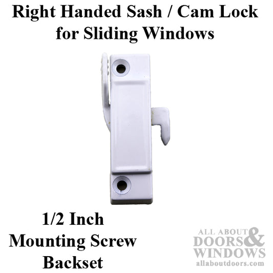 Sash / Cam Lock - Vinyl and Aluminum Sash Hardware, Diecast - Right Hand - White