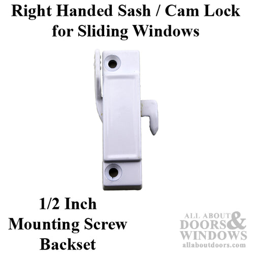 Sash / Cam Lock - Vinyl and Aluminum Sash Hardware, Diecast - Right Hand - White - Sash / Cam Lock - Vinyl and Aluminum Sash Hardware, Diecast - Right Hand - White