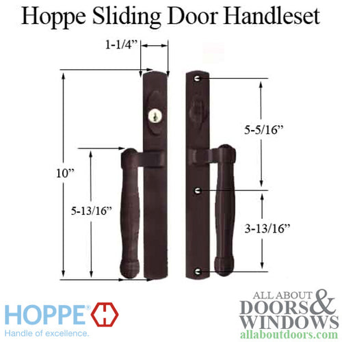 Hoppe HLS 9000 Sliding Door Modern Handle Set Active Keyed Rustic Umber - Hoppe HLS 9000 Sliding Door Modern Handle Set Active Keyed Rustic Umber