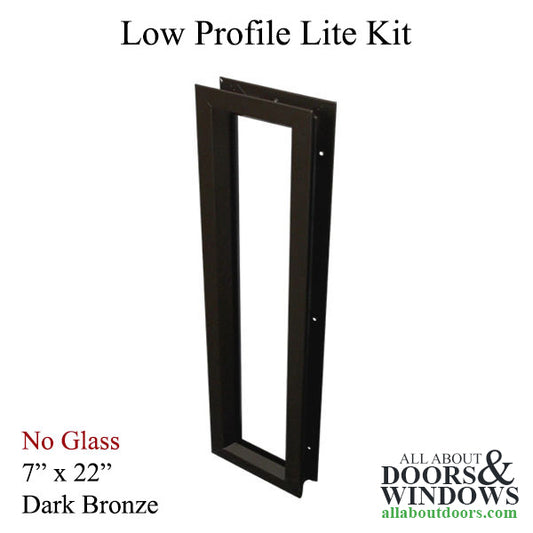 Commercial Door Lite Frames, 7" x 22"  low profile metal, screw together - Dark Bronze