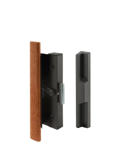 Handle Set for Sliding Patio Door Black Aluminum and Wood Clamp Style Sliding Patio Door Handle - Handle Set for Sliding Patio Door Black Aluminum and Wood Clamp Style Sliding Patio Door Handle