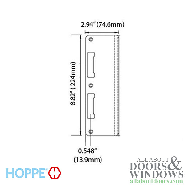 Strike Plate, PC0024N, Extra Wide Latch & Deadbolt  2.94 x 8.82 - Stainless - Strike Plate, PC0024N, Extra Wide Latch & Deadbolt  2.94 x 8.82 - Stainless