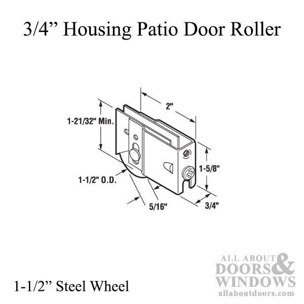 Sliding Patio Door Roller 1.5 Inch Steel Wheel Diameter - Sliding Patio Door Roller 1.5 Inch Steel Wheel Diameter