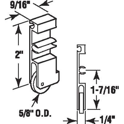 Roller Assembly (Flat) - Sliding Windows, Vertical Rail - Aluminum / Steel Ball Bearing - Roller Assembly (Flat) - Sliding Windows, Vertical Rail - Aluminum / Steel Ball Bearing