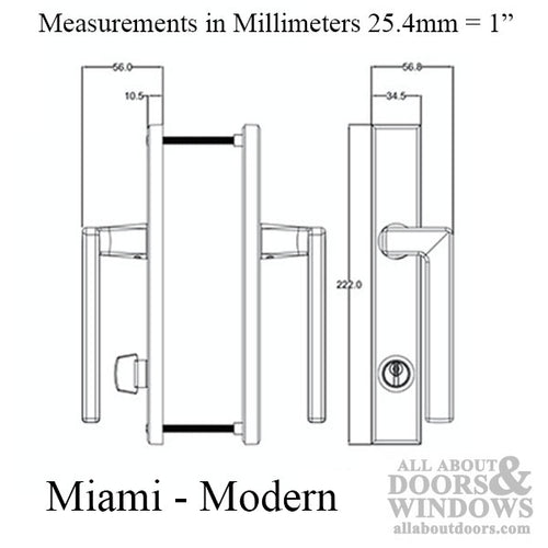 Miami Sliding Patio Door Handle - Keyed Active, Right Hand - Choose Color - Miami Sliding Patio Door Handle - Keyed Active, Right Hand - Choose Color