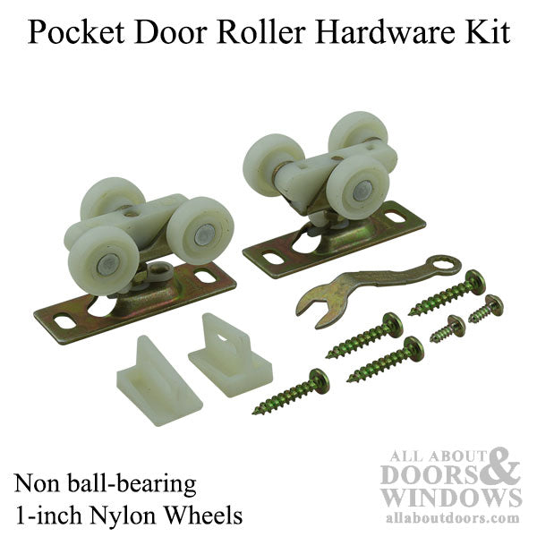 Non Ball-Bearing Pocket Door Roller Hardware, 1-inch Wheels - Non Ball-Bearing Pocket Door Roller Hardware, 1-inch Wheels