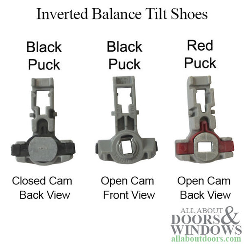 Tilt shoe, 1-1/4 x 17/32  White Puck, Closed Cam, Inverted Channel Balance - D - Tilt shoe, 1-1/4 x 17/32  White Puck, Closed Cam, Inverted Channel Balance - D