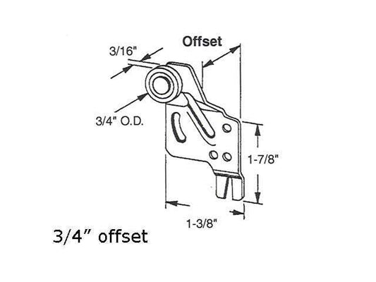 Roller, Bypass Closet Door, Adj., 3/4 In Wheel , 3/4 In Offset