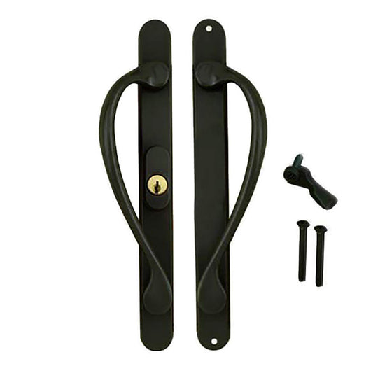 Marvin Active Keyed, Narrow Sliding Door Handle, Center Thumb - Matte Black